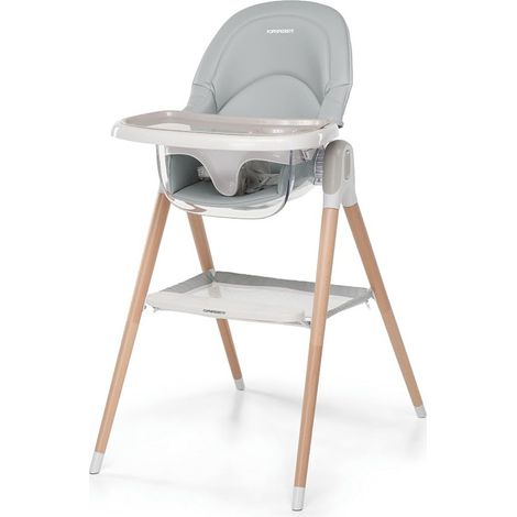 Foppapedretti Chaise Haute et Chaise Bébé Bonito 2 en 1, de 6 Mois à 6 Ans, Assise Ergonomique et Inclinable, Double Plateau, Rembourrage Amovible, Gris