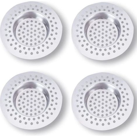 Filtre Evier Cuisine INOX (Lot de 3) - Attrape Cheveux Douche 7,5 x 7,5 cm, Filtre 90 Trous, Grille,Accessoire Cuisine,Salle de Bain, Cuisine (1/4)