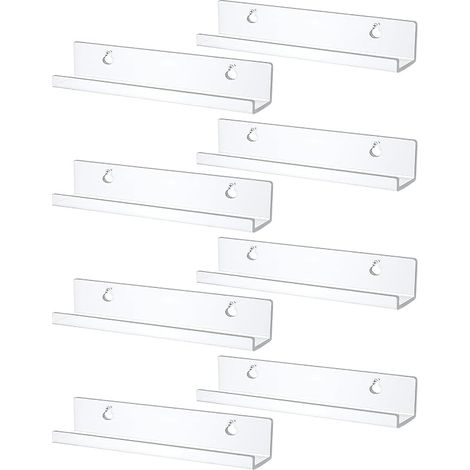 Lot de 8 supports muraux pour disques vinyles - 30,5 cm - Acrylique transparent - Étagère flottante pour vinyles, albums et décoration stable (1/5)