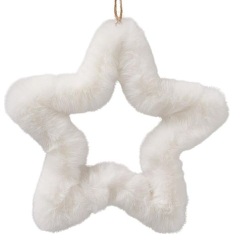 Anhänger Plüsch-Stern Furry cremefarben Ø 22 cm