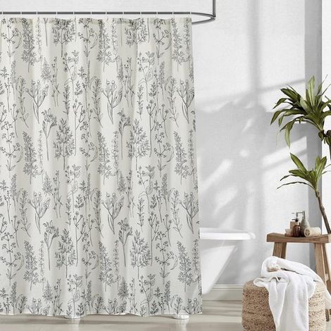 Anti-Schimmel-Duschvorhang – Pflanzenmotiv – Duschvorhang 180 x 120 cm – Wasserdicht – Polyester – Duschvorhangringe – Boho-Stil (1/5)