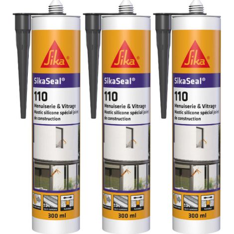 Juego de 3 selladores de silicona SIKA SikaSeal 110 para ventanas y acristalamientos - Antracita - 300ml