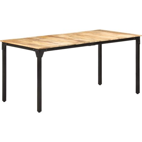 vidaXL Mesa de comedor de madera de mango rugosa 160x80x76 cm (1/5)