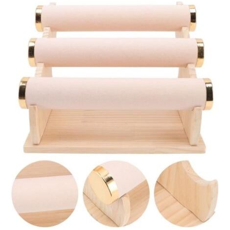 (Rose)Porte-bracelet Modèle détachable - Bois - 3 niveaux - Couleur rose