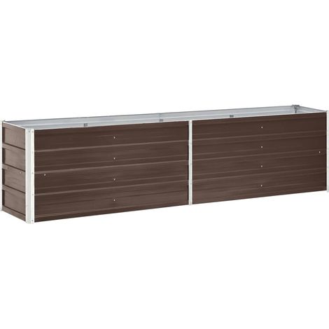 Fioriera rialzata per piante e fiori acciaio zincato 240 x 40 x 45 cm marrone 020001097