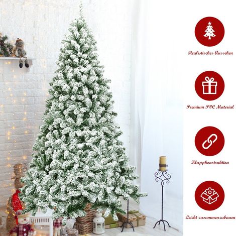 225 cm schneebedeckter kunstlicher weihnachtsbaum mit metallstander