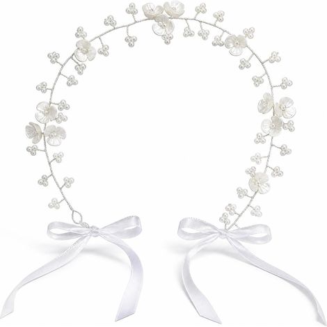 Accesorio para el cabello de boda, diadema plateada con diamantes de imitación, diadema de perlas, decoración para el cabello de fiesta, tiara elegante para mujeres, ceremonia nocturna, cumpleaños (1/5)