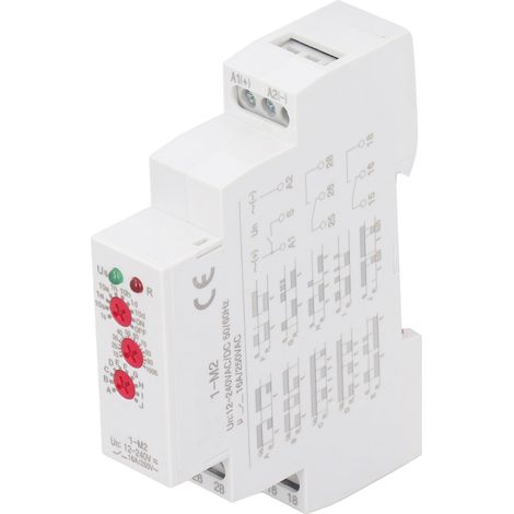 Relais temporisé multifonctionnel normalement ouvert, pour rail DIN, 12-240 V CA/CC (1/5)