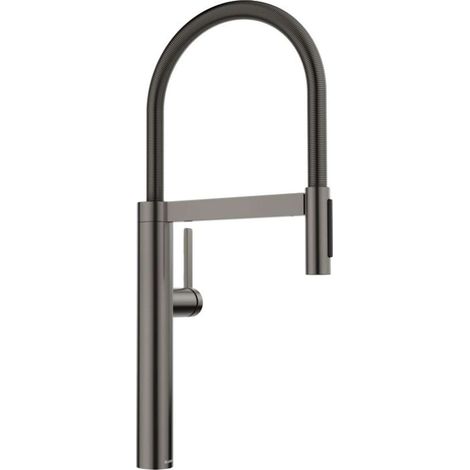 Blanco Culina S - Miscelatore da lavello con braccio di erogazione flessibile e doccetta estraibile, acciaio nero 527465 (1/2)