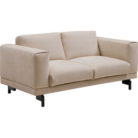 Divano 2 posti in tessuto ciniglia beige - DEMBOLA