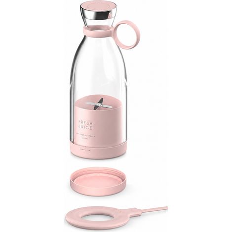 Blender Électrique Portable Rose, Recharge Magnétique, avec Couvercle de Transport, Modèle 214B (1/5)