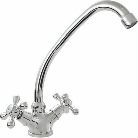 ROUSSEAU Robinet melangeur de cuisine Beverly - Sans douchette - Gris chrome