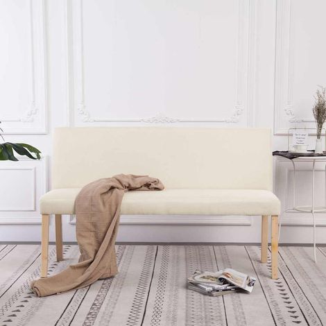 Banc 139,5 cm Banc de salon - Banc de table Crème Polyester BV538053 - BonneVie (1/5)