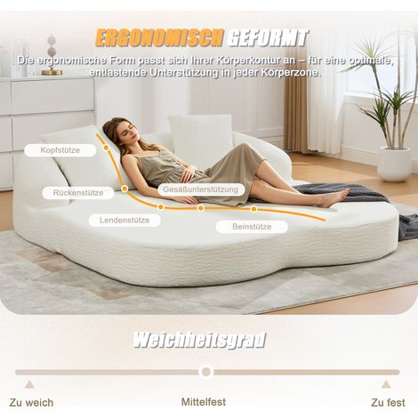 Canapé-lit transformable 2-en-1 pour deux personnes, revêtu d’un tissu Polyester doux de couleur beige (1/4)