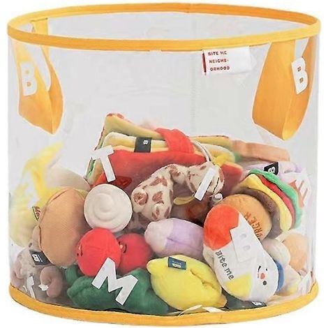Großer Aufbewahrungskorb für Kinderspielzeug, mit Griff, Prinzessinnenmuster, Spielzeugkiste für Mädchen, gelb, Größe S.