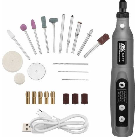 USB-Multifunktions-Mini-Elektrobohrer mit variabler Drehzahl, Gravierstift, Schleif- und Polierset zum Selbermachen (1/5)