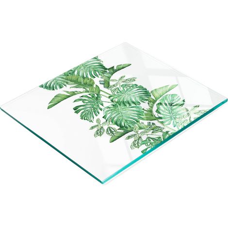 Tagliere da cucina decorativo in vetro con motivo di piante e foglie, 60x52 cm (1/5)