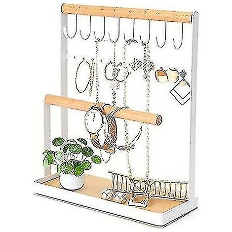 Porte-bijoux, porte-colliers, étagère de rangement pour bijoux, porte-colliers suspendu en bois blanc, porte-bijoux j (1/5)