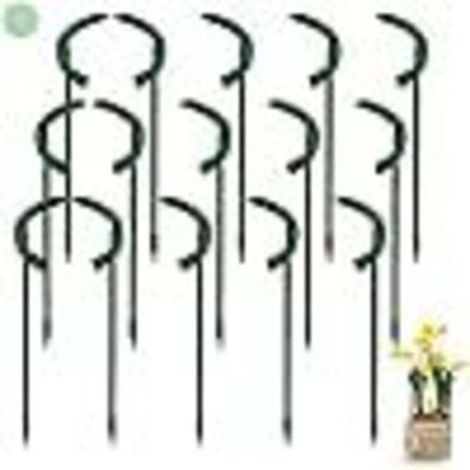 15 Pcs Piquets de Support pour Plantes Tuteurs pour Plantes Demi-Ronds Support de Cage pour Plantes Anneau de Support de Plante de Jardin Réglable pour Légume Plante Fleur (25 14cm), Ver (1/4)