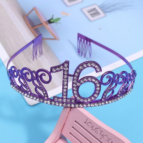 Zarte Geburtstagstortendekoration und Geburtstagskrone aus Legierung in Violett Eleganter Kopfschmuck Stilvolle Haaraccessoires für Frauen und Mädchen (1/5)