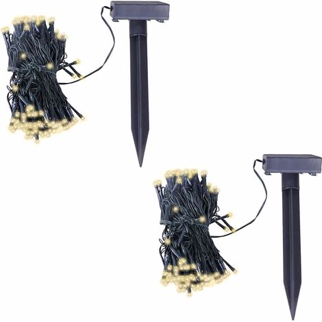 vidaXL Guirnalda de luces LED solares 2 uds blanco cálido (1/2)