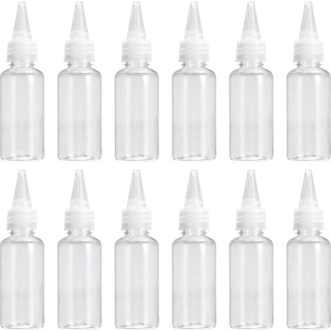 Lot de 12 flacons souples en plastique - Petits flacons transparents de 100 ml - Flacons étanches avec bouchons pour liquides, huiles, peintures, lotions (1/5)