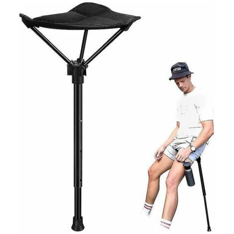 Outdoor-Klapphocker, Campinghocker, tragbarer Hochhocker (schwarz)