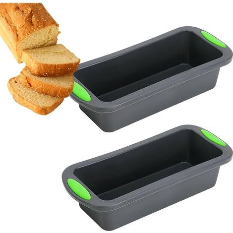Lot de 2 moules à pain en silicone - Rectangulaires - Résistants à la chaleur - Pour la préparation de gâteaux, de pain, de salades (1/5)