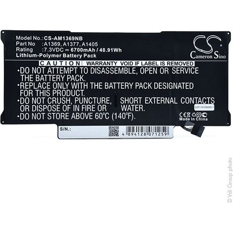 NX - Batterie ordinateur portable compatible Apple 7.3V 6700mAh - 020-6955-0102 (1/3)