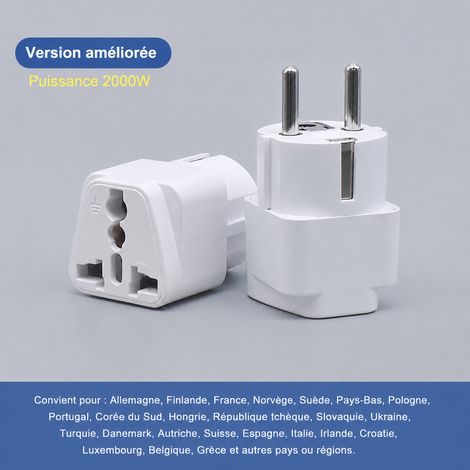 Adaptateur de voyage Schuko blanc 10A 2000W DG-CT14 blanc dg-ct14 5,5 × 3,8 × 3,8 cm 45 g – Livraison gratuite