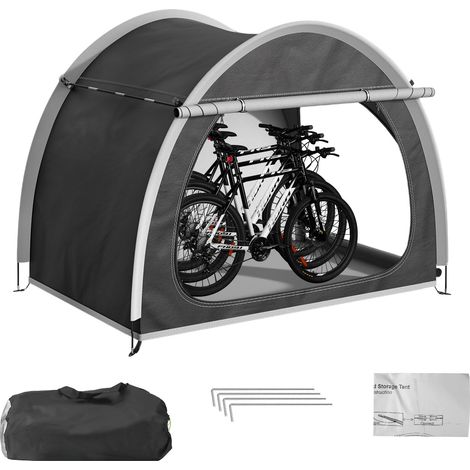 Abri vélo 4 places – Garage 210x150x165 cm – Oxford 210D argentée, montage simple, imperméable & anti-UV – Pour vélos, jardin, camping