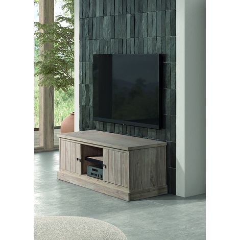 Meuble TV contemporain 160 cm chêne clair Tirol