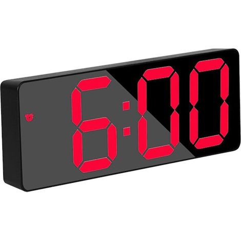 Réveil numérique double alarme pour chambre, grand écran, idéal pour les gros dormeurs, enfants et seniors (rouge) (1/4)