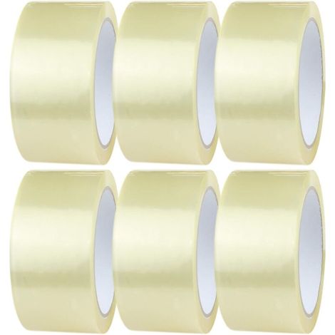 Nastro adesivo trasparente, 6 rotoli da 48 mm x 66 m, nastro trasparente per pacchi, nastro da imballaggio per scatole, cartoni, materiale per traslochi
