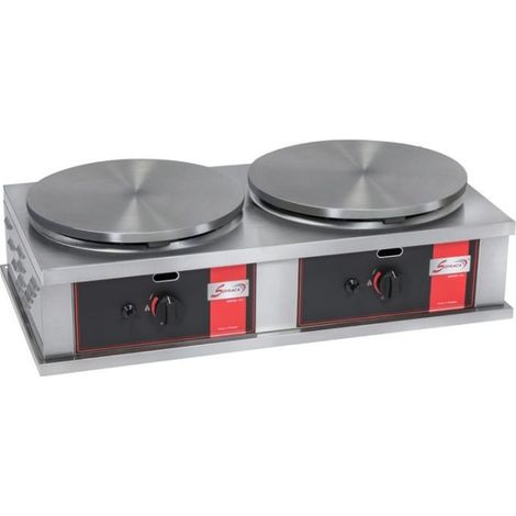 Crêpière inox gaz carrée PRO 2 x (Ø)400 mm, à usage intensif, 6400 W, GAZ (1/5)
