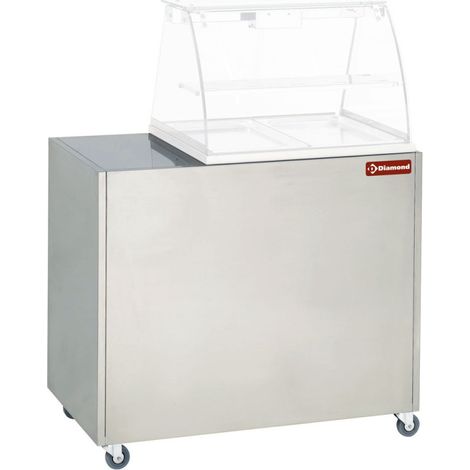 Meuble inox support vitrine sur roues - Diamond