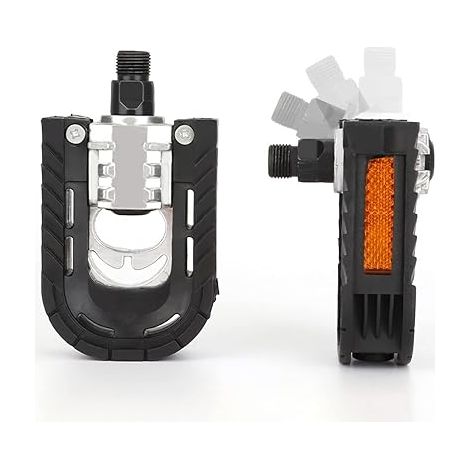 Lntyq Pédales de vélo pliables en alliage d'aluminium avec réflecteurs et antirouille - Φ 14 mm (9/16") - Faciles à plier dans le métro, pour vélo électrique, VTT, vélo de route (1/5)