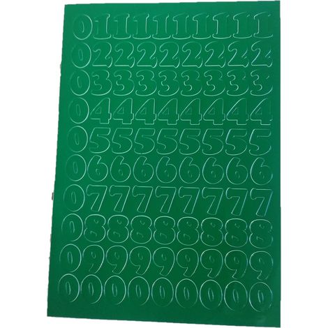 Números autoadhesivos de lámina de 2 cm, color verde.
