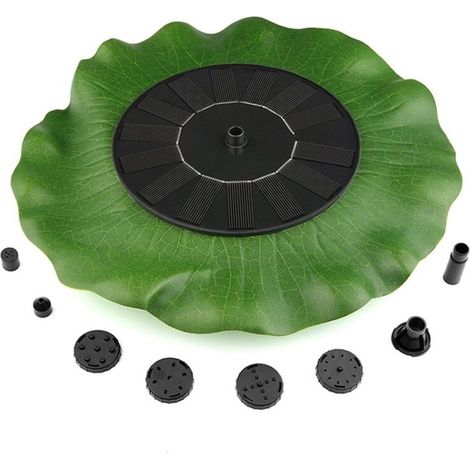 Fontaine Solaire, Fontaine de jardin, 7V/1.4W 28cm, 7 buses de rechange, feuille de lotus (1/5)