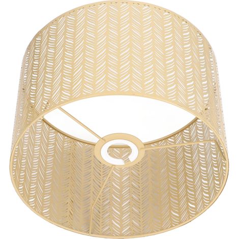 Abat-jour Drum Métal Doré Forme Feuille de Sapin Découpé, Douille E27/E14 à Clip, Pour Lampe de Table, Murale ou Plafonnier (1/5)