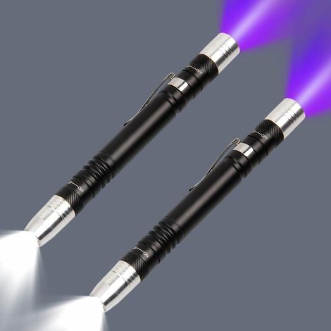 Torche à lumière noire UV Torche LED 2-en-1 avec lumière violette et blanche 395nm Détecteur d'urine UV pour faux billets de banque et taches,2 Pack (1/5)