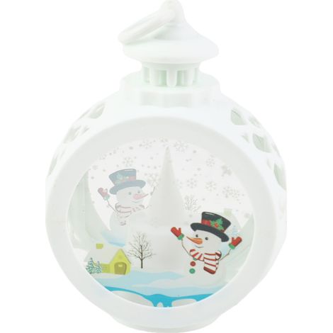 LUCKDANO Retro-LED-Kerze aus Glas und Kunststoff, für die weihnachtliche Heimdekoration, langlebige LED-Lampe für Weihnachten (Weißer Schneemann)
