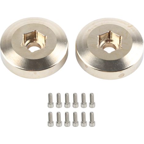 2 Pièces Contrepoids en Laiton 1.9/2.2 Pouces pour Voiture RC Crawler, Adaptateur de Moyeu Hex, Pièces de Mise à Niveau 9mm (1/5)