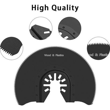 5 Stück Metallsegment-Sägeblätter, universelle Hartmetall-Halbkreis-Oszillationssägeblätter zum Schneiden von Holz, Kunststoff, Metall und zum Schneiden von Öffnungen (1/4)