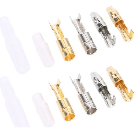 400 Pièces Connecteurs Moto Mâle Femelle Cosses Électriques Or Argent 3.9mm (1/5)