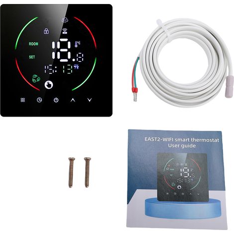 Thermostat WiFi intelligent 16A chauffage sol électrique – Programmable maison contrôleur température écran LED couleur assistant vocal application protection haute température noir EAST2-16A+WIFI (1/5)