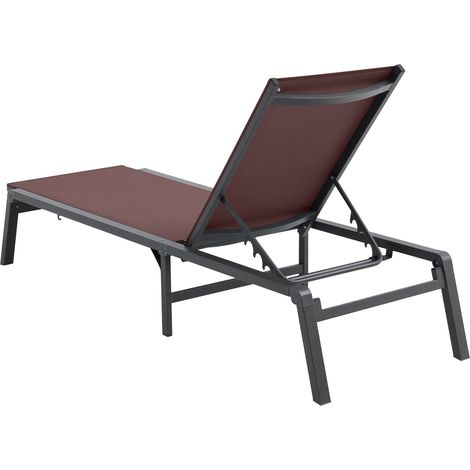 Mophorn Chaise Lounge Chairs Outdoor, Aluminum Patio Lounge Chairs with Adjustable 5-Position, Folding Pool Lounge Chairs Recliner and Full Flat Tanning Chairs for Patio, Beach, Pool, Brown, 2 pcs (1/5)