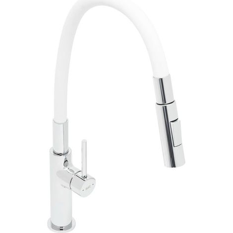 Mélangeur évier SAT avec bras en silicone blanc/chrome SATBSD290B2F (1/5)