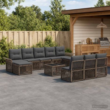 Set Divano da Giardino 11 pcs Grigio polyrattan vidaXL (1/5)