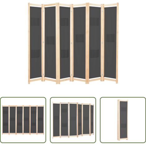 Raumteiler 6-teilig - 6-teiliger Raumteiler Grau 240 x 170 x 4 cm Stoff (1/5)